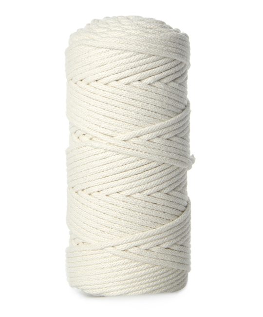 Sznurek bawełniany z rdzeniem pleciony 3 mm ecru